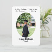 Graduation photo party invitation oval frame 招待状 (スタンド正面)