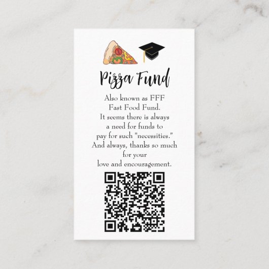 Graduation "Pizza Fund" Enclosure card 名刺 (裏面)