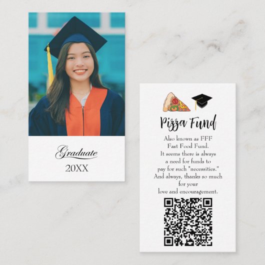 Graduation "Pizza Fund" Enclosure card 名刺 (正面/裏面)