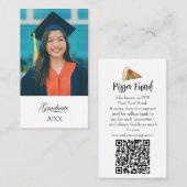Graduation "Pizza Fund" for college Enclosure card 名刺 (正面/裏面)