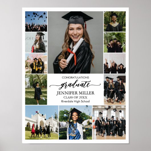 Graduation Portrait Custom Senior Photo Collage ポスター (正面)