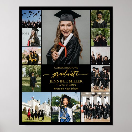 Graduation Portrait Personalized Photo Collage ポスター (正面)