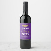 Graduation purple and gold wine label ワインラベル (正面)