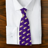 Graduation Purple Gold Foil Cap Icon Pattern Bold ネクタイ
