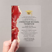 Graduation Red Gold Agate Graduation アクリル招待状 (インサイチュ (ポータブル))