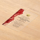 Graduation Red Gold Agate Graduation アクリル招待状 (レイダウン)