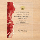 Graduation Red Gold Agate Graduation アクリル招待状 (正面)