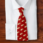 Graduation Red Gold Foil Cap Icon Pattern Minimal ネクタイ