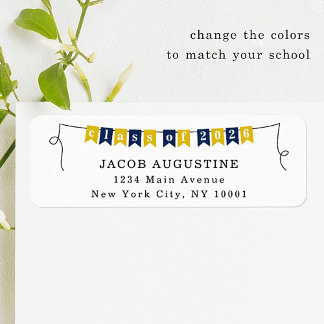 Graduation Return Address Label with School Colors ラベル