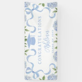 Graduation Sign, Blue Hydrangea, White 横断幕 (縦)