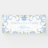 Graduation Sign, Blue Hydrangea, White 横断幕 (横)