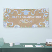 Graduation Sign, Kraft Colored Blue Hydrangea 横断幕 (トレードショー)