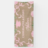 Graduation Sign, Kraft Colored Pink Hydrangea  横断幕 (縦)