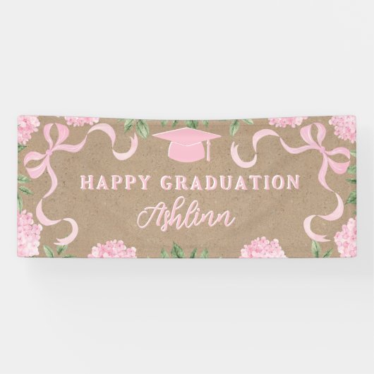 Graduation Sign, Kraft Colored Pink Hydrangea  横断幕 (横)