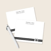 Graduation Sporty Stripes Black & White サンキューカード