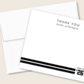 Graduation Sporty Stripes Black & White サンキューカード
