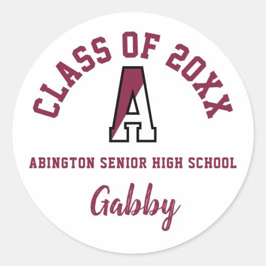 Graduation Stickers Abington Senior High School ラウンドシール (正面)