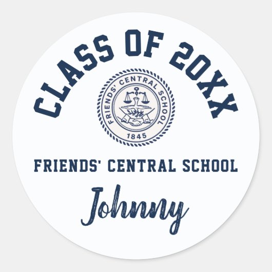 Graduation Stickers Friends' Central School ラウンドシール (正面)