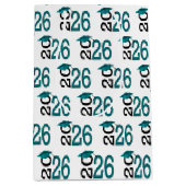 Graduation Teal and Black for 2026 ミディアムペーパーバッグ (正面)