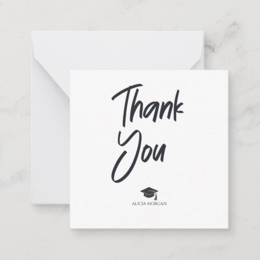 Graduation Thank You Card | Wedding 4 Script Black ノートカード (正面)