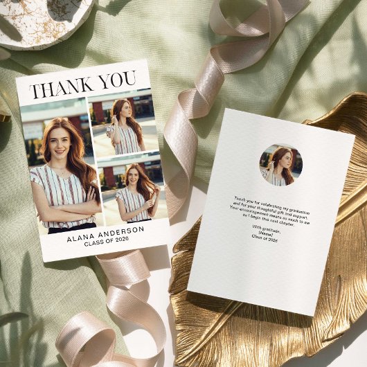 Graduation Thank you Photo Collage Modern Class サンキューカード