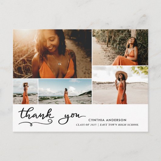 Graduation Thank You Script Photo Collage ポストカード (正面)
