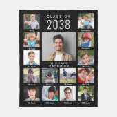 Graduation Through The Years Photo Collage Black フリースブランケット (正面)