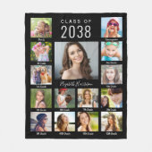 Graduation Through The Years Photo Collage Black フリースブランケット (正面)