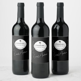 Graduation Wine Label Elegant Custom Keepsake ワインラベル