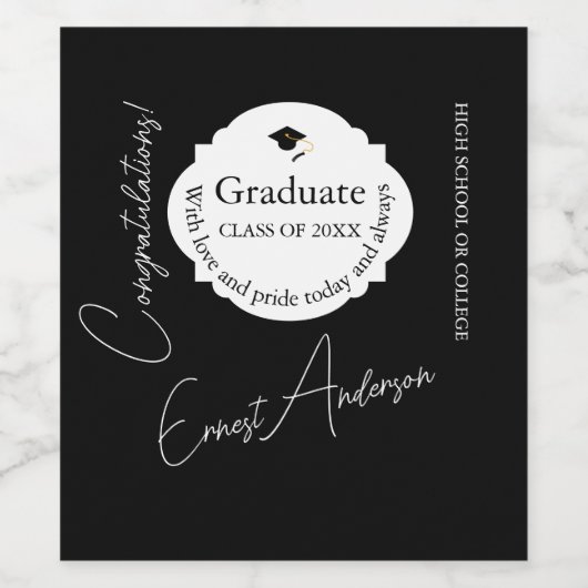 Graduation Wine Label Elegant Custom Keepsake ワインラベル (シングルラベル)