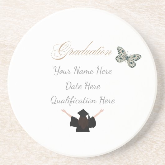 Graduation with Custom Name Date and Qualification コースター (正面)