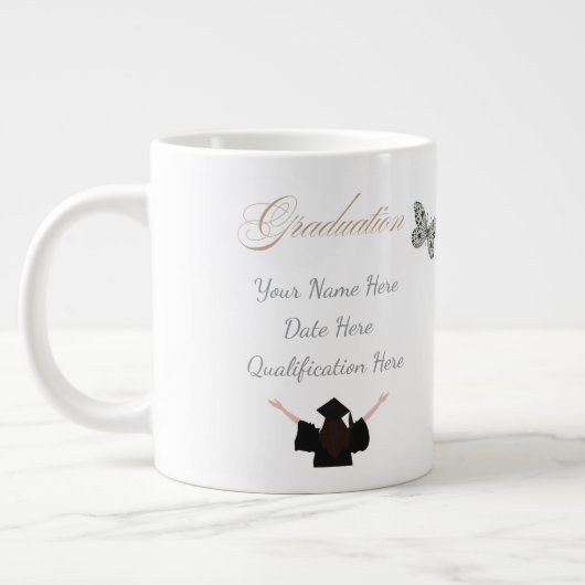 Graduation with Custom Name Date and Qualification ジャンボコーヒーマグカップ (左)