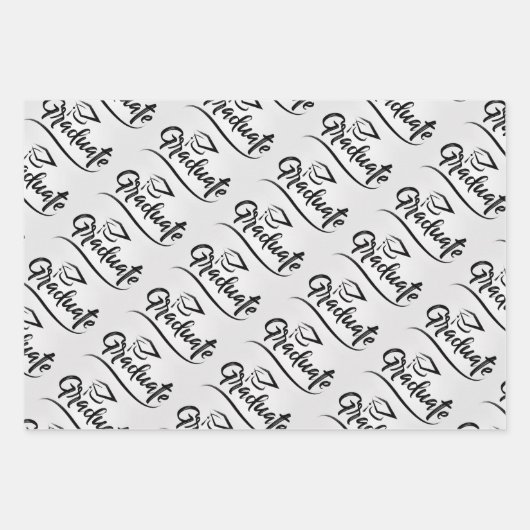 Graduation Wrapping Paper Set – Script “Graduate” ラッピングペーパーシート (正面)