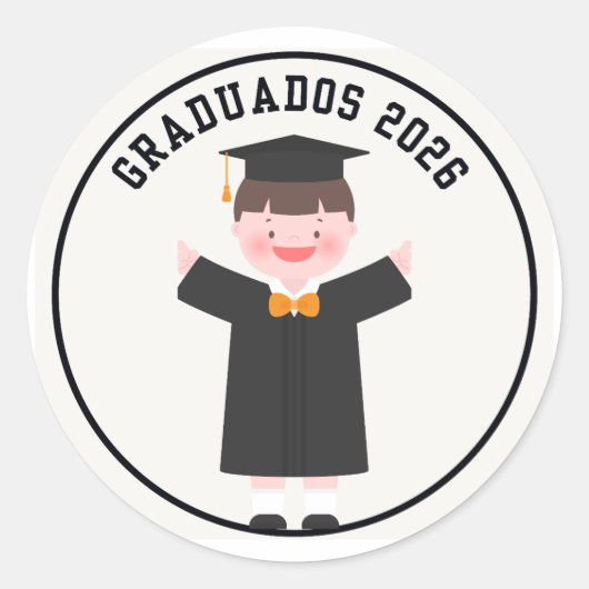 Graduatos 2026 Cute Graduation Sticker \ ラウンドシール (正面)