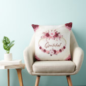 GRADYスクリプファンシートBurgundyフローラ金ゴールドリース クッション (椅子)