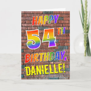 GraffitiにインスパイアされたレインボーでHAPPY 54TH BIRTHDAY カード