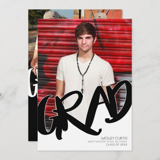 Graffitiの卒モダン業発表 招待状 (正面/裏面)