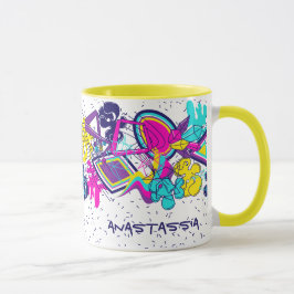 Graffiti抽象芸術カラフルパターン(NAME) マグカップ