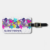 Graffiti抽象芸術カラフルパターン(NAME) ラゲッジタグ (正面横)