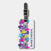 Graffiti抽象芸術カラフルパターン(NAME) ラゲッジタグ (正面縦)