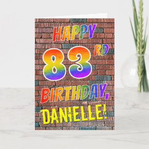 Graffiti風レインボー 83歳の誕生日おめでとう カード