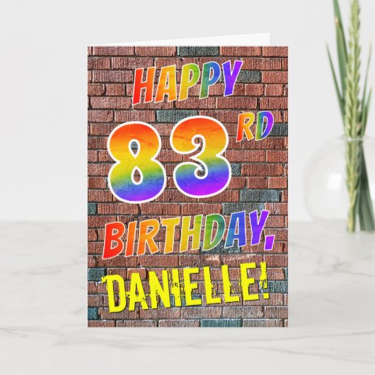 Graffiti風レインボー 83歳の誕生日おめでとう カード (正面)