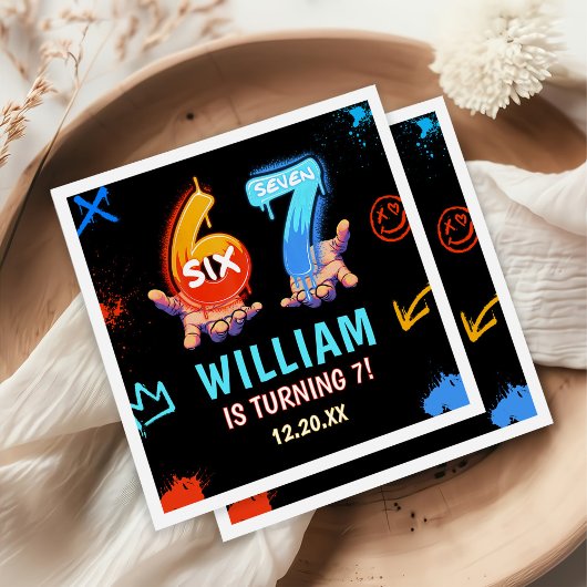 Graffiti 6 7 Meme Trend Six Seven Birthday Party スタンダードカクテルナプキン