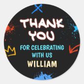 Graffiti 6 7 Meme Trend Six Seven Birthday Party ラウンドシール (正面)