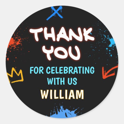 Graffiti 6 7 Meme Trend Six Seven Birthday Party ラウンドシール (正面)