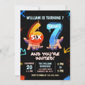 Graffiti 6 7 Meme Trend Six Seven Birthday Party 招待状 (正面)