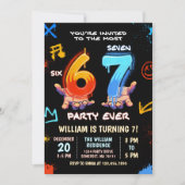 Graffiti 6 7 Meme Trend Six Seven Birthday Party 招待状 (正面)