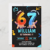 Graffiti 6 7 Meme Trend Six Seven Birthday Party 招待状 (正面)