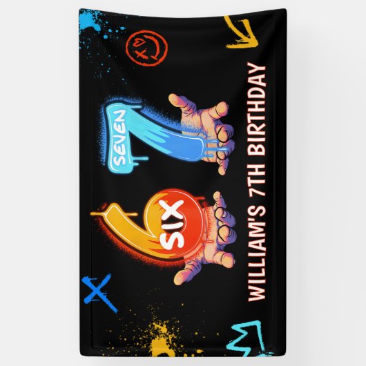 Graffiti 6 7 Meme Trend Six Seven Birthday Party 横断幕 (縦)