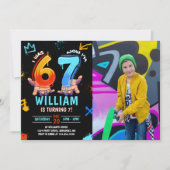 Graffiti 6 7 Meme Trend Six Seven Birthday Photo 招待状 (正面)